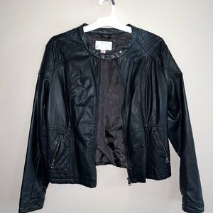 Black faux leather jacket XXL; gently worn